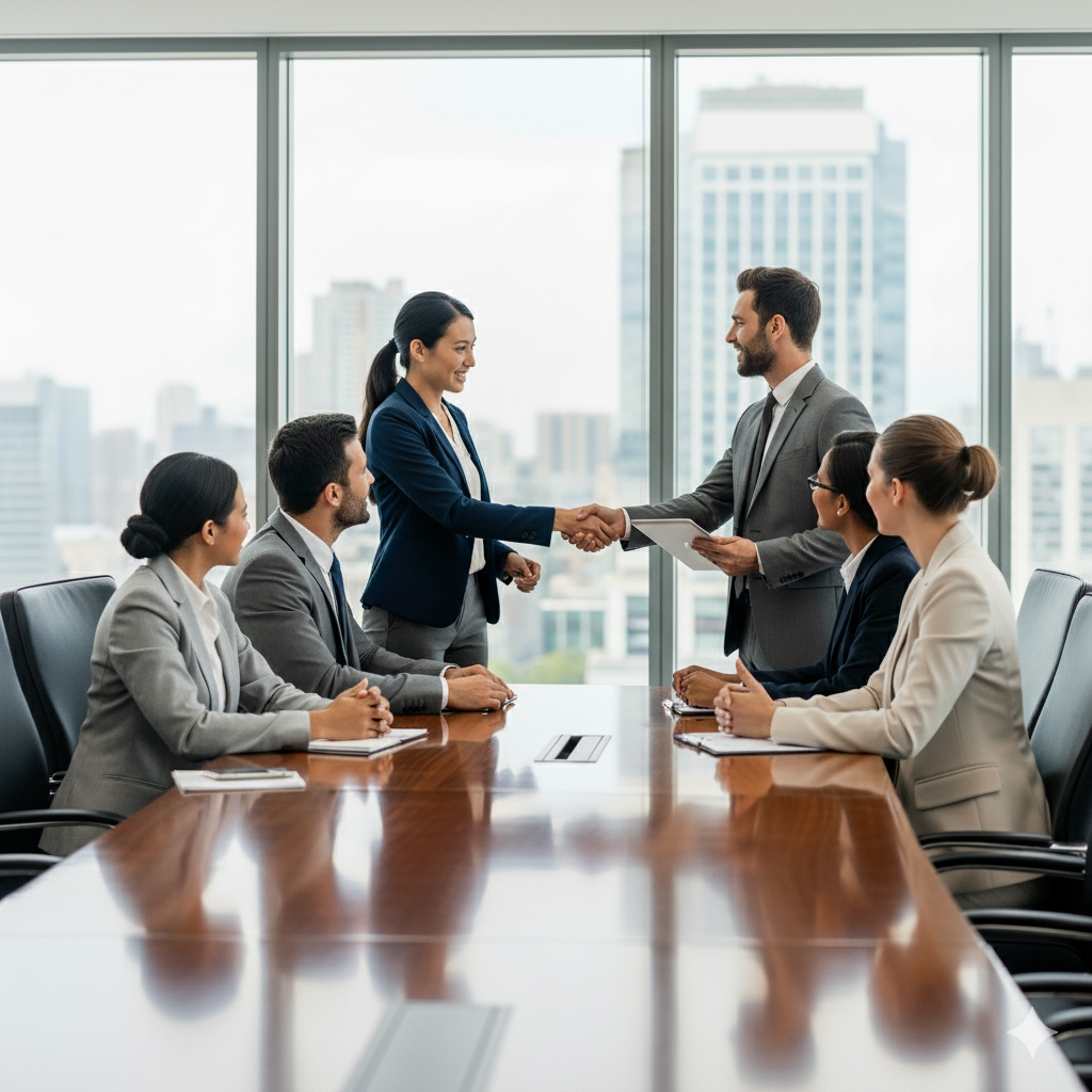 Woman presenting with security icon
